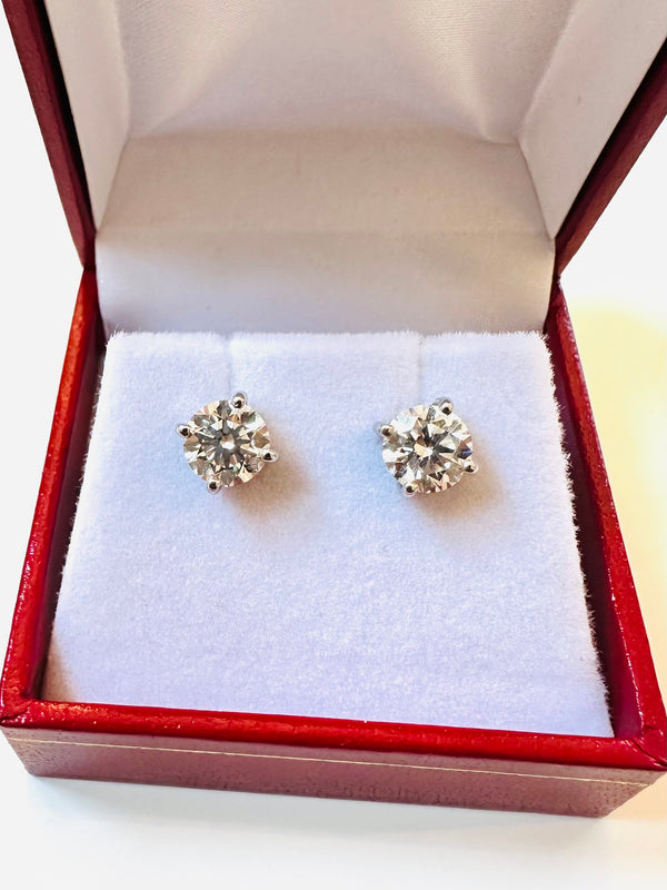 Boucles d’oreilles diamants de laboratoire ronds - Or blanc