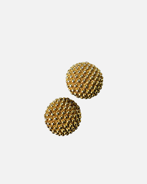 Boucles d’oreilles Yves Saint Laurent - Boules dorées texturées