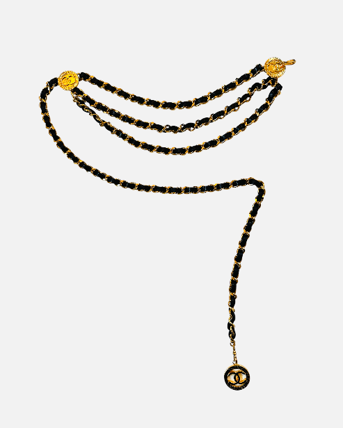 Ceinture Chanel - Chaîne en cuir 3 rangs Coco 1984