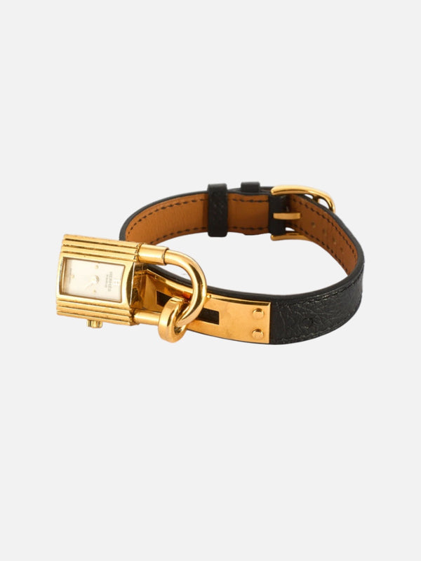 Montre Hermès Kelly noir - Plaqué or