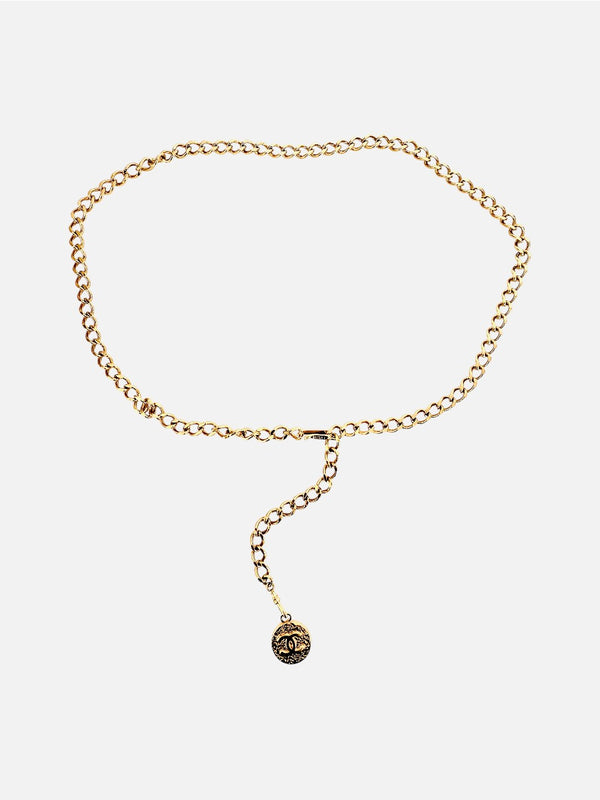 Ceinture Chanel vintage 1982 - Médaillon & Chaîne Dorée